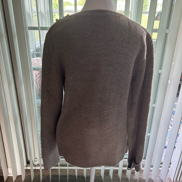 Chadwick’s brand Grey Cardigan Sweater. SIZE LARGE. Embellished with faux pearls - Picture 2 of 5